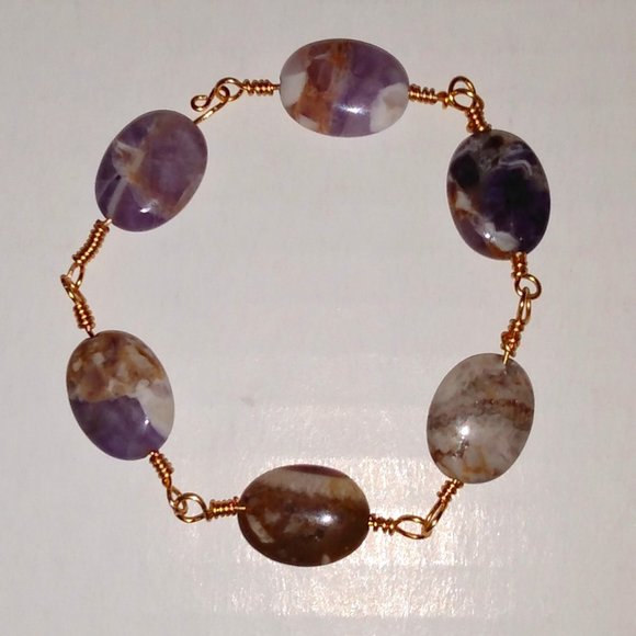 Handmade Jewelry - Amethyst Gemstone Bracelet 9" Handmade